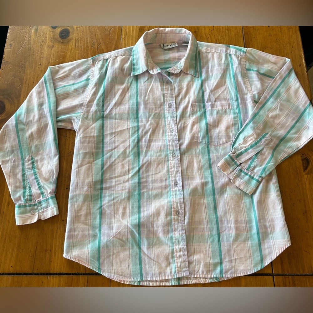 Vintage flannel button up pastel colors size medium